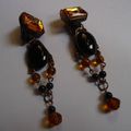 Boucles d'oreilles ambre et onyx