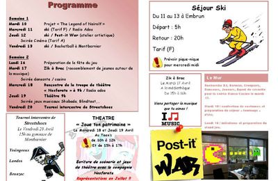 Programme des vacances d'Avril 2012