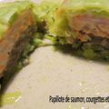 Papillotes de saumon, courgettes et ravioles