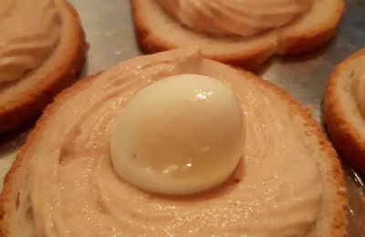 Oeuf de caille, chantilly de mascarpone au foie gras