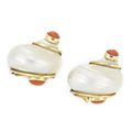 Pair of Gold, Shell and Coral Earclips, Seaman Schepps 