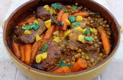 Poulet aux épices berbère, pois chiche et carottes 