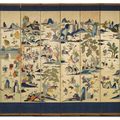 A silk eight-panel screen, Korea, Joseon dynasty, 19th century
