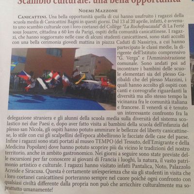 Article sur notre échange dans le journal Cammino