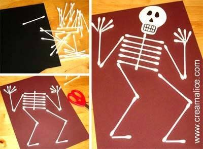 ☠ ✄ Carte Squelette Cotons Tiges / DIY Q-tip Skeleton ✄ ☠