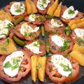 Tomate,melon et mozzarella aux fleurs