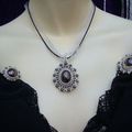 Ensemble 3 pieces bague,broche , pendentif,  hematite