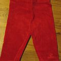 Caleçon/leggings rouge en velours Absorba 3 mois