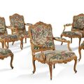 Exceptionnelle suite de six fauteuils à châssis, Epoque Louis XV vers 1750