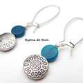 BO437 - Boucles d'oreille soleil en tagua bleue