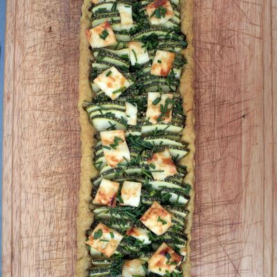 Tarte salée courgettes, feta et curry