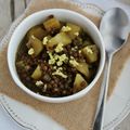 Soupe de lentilles du Puy et pommes de terre au curry