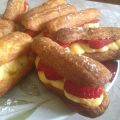 Eclairs aux fraises et crème pâtissière vanille