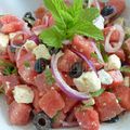 Salade de pastèque à la feta et aux olives noires