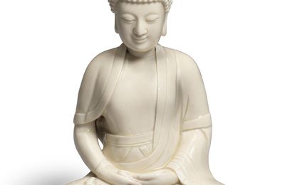 A rare Blanc-de-Chine figure of Buddha Shakyamuni, Late Ming dynasty