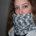 mes cr&ations crochet...snood ton bleu