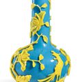 A yellow overlay turquoise glass vase, Qing dynasty, 18th-19th century