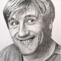 Gérard Depardieu,portrait au crayon de couleur noir