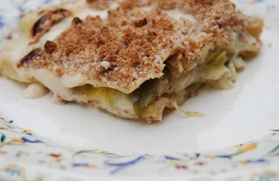 Lasagnes de poireaux au parmesan et amandes