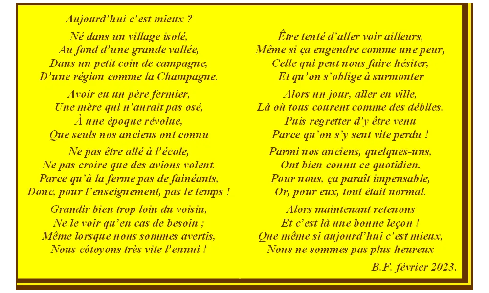 Aujourd'hui c'est mieux ?