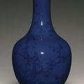 An unusual cobalt decorated blue-glazed vase, Qing dynasty, 18th century