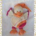 Doudou Canard Banjo Ecru Cape Orange Rose Doudou Et Compagnie