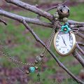 Montre gousset "libellule en turquoise"