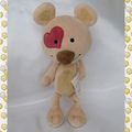 Doudou Peluche Ours Beige Bio Biodours Coeur Rouge VertBaudet