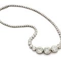 An Important Platinum and Diamond Graduated Line Necklace