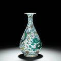 A rare large doucai 'dragon and phoenix' vase, yuhuchunping, Qing dynasty, Qianlong period (1736-1795)