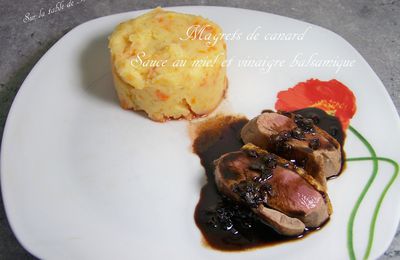 Magret de canard, sauce au miel et vinaigre balsamique