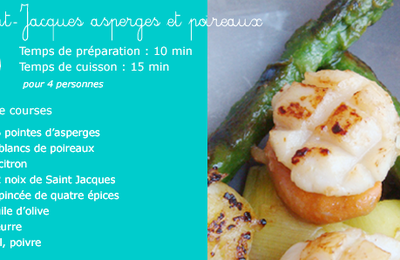 Saint-Jacques asperges et poireaux de Jamie O.