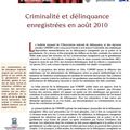 Criminalité et délinquance enregistrées en août 2010