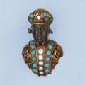 A diamond, turquoise and wood blackamoor brooch, by Nardi 