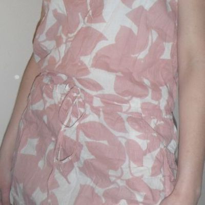 Tunique/Robe écru moti rose VERSION SUD