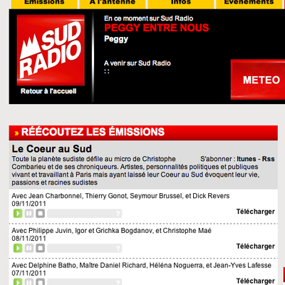 Sud Radio le 7 Novembre 2011