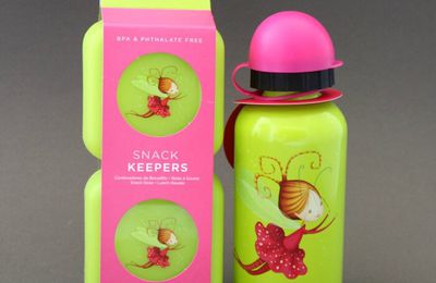 Nouveau : Lot deux boites à goûter et gourde enfants Fée Crocodile Creek sans BPA