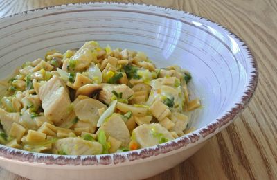 One pot pasta crozetto au poulet, poireau et parmesan