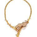 18 karat gold and diamond tiger necklace, Paul Flato, late 1980s