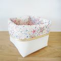 Panier de rangement en tissu Liberty et simili cuir