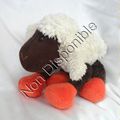 Doudou Peluche Mouton Ecru Marron Orange Ruban Trudi