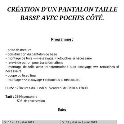 Les stages intensifs...