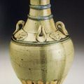 Vase (Hu) with Horizontal Bands, Loop Handles, and Lionlike Medallions, Sui dynasty (581–618)