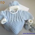 explications tricot bebe, trousseau azur ecru, bb garcon, tuto pdf