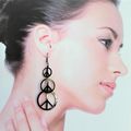 Boucles d'Oreilles Pendantes Légères Peace In Love Métal Couleur Anthracite