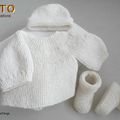 TUTO tricot bb FACILE et PREMA BOUTIQUE bebe modele layette bébé et patron a tricoter Explications brassière, bonnet, chaussons