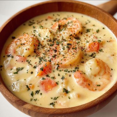 Soupe crémeuse aux crevettes : velouté gourmand et réconfortant