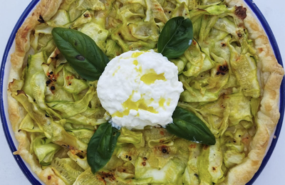 tarte aux tagliatelles de courgettes et à la burrata