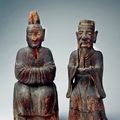Pair of statues of Confucius and his wife, Madame Qiguan, Song dynasty (960–1279)