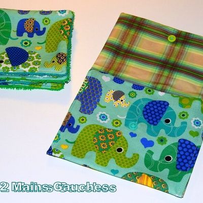 Des éléphants, des tortues, des dinos, des singes, de la F1 ... des débarbouillettes en pochette !!